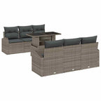 Gartensofa-set mit Kissen 7 pcs Grau Poly Rattan