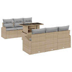 Gartensofa-set mit Kissen 7 pcs Beige Poly Rattan
