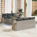 Gartensofa-set mit Kissen 7 pcs Hellgrau Poly Rattan