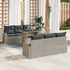 Gartensofa-set mit Kissen 7 pcs Hellgrau Poly Rattan