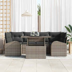 Gartensofa-set mit Kissen 7 pcs Grau Poly Rattan