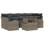Gartensofa-set mit Kissen 7 pcs Grau Poly Rattan