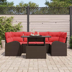 Gartensofa-set mit Kissen 7 pcs Braun Poly-Rattan