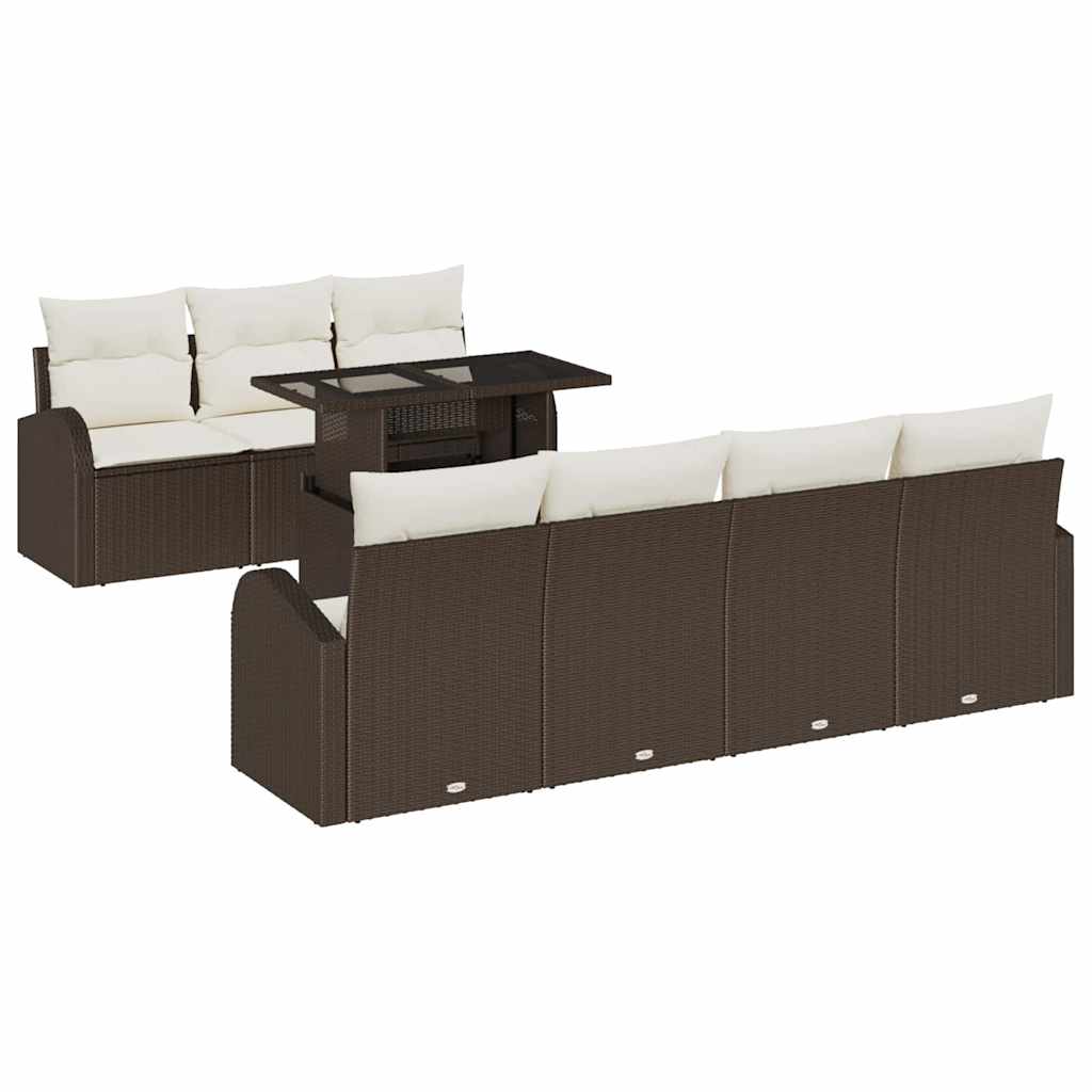 Gartensofa-set mit Kissen 8 pcs Braun Poly-Rattan