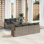 Gartensofa-set mit Kissen 8 pcs Grau Poly-Rattan