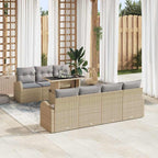 Gartensofa-set mit Kissen 8 pcs Beige Poly-Rattan