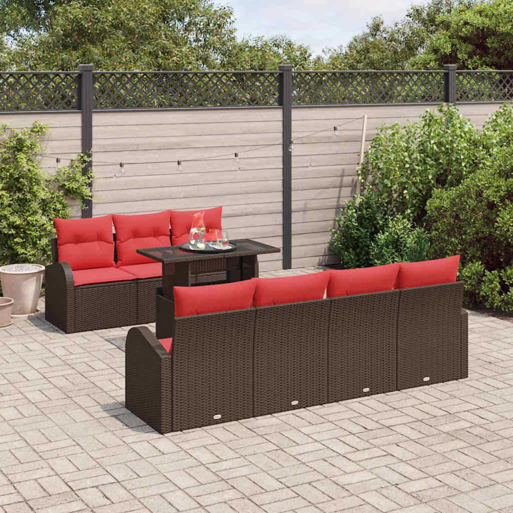 Gartensofa-set mit Speicher 8 pcs Braun Poly Rattan