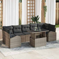Garten-Sofa-Set mit Kissen 8 pcs Grau Poly Rattan