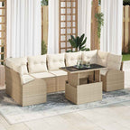 Garten-Sofa-Set mit Kissen 8 pcs Beige Poly Rattan