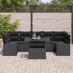 Garten-Sofa-Set mit Kissen 8 pcs Schwarz Poly Rattan
