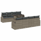 Gartensofa-set mit Speicher 9 pcs Grau Poly-Rattan