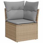 Gartensofa-set mit Speicher 9 pcs Beige Poly-Rattan