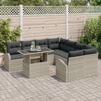 Gartensofa-set mit Speicher 9 pcs Hellgrau Poly-Rattan