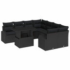 Gartensofa-set mit Speicher 9 pcs Schwarz Poly-Rattan