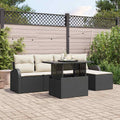 Garten-Sofa-Set mit Kissen 6 pcs Schwarz Poly-Rattan