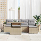 Garten-Sofa-Set mit Kissen 6 pcs Beige Poly-Rattan