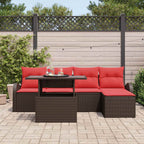 Gartensofa-set mit Speicher 6 pcs Braun Poly-Rattan