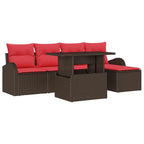 Gartensofa-set mit Speicher 6 pcs Braun Poly-Rattan