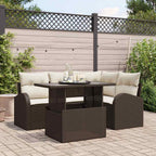 Garten-Sofa-Set mit Kissen 5 pcs Braun Poly Rattan