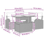 Garten-Sofa-Set mit Kissen 5 pcs Hellgrau Poly Rattan