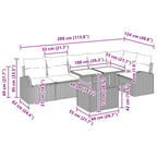 Garten-Sofa-Set mit Kissen 7 pcs Schwarz und Creme Poly-Rattan