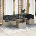 Gartensofa-set mit Speicher 7 pcs Hellgrau Poly-Rattan