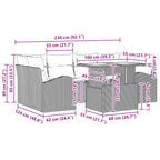 Gartensofa-set mit Speicher 7 pcs Braun und Rot Poly-Rattan