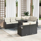 Gartensofa-set mit Speicher 9 pcs Schwarz und Creme Poly-Rattan