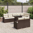Gartensofa-set mit Speicher 9 pcs Braun und Creme Poly-Rattan