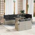 Gartensofa-set mit Speicher 9 pcs Hellgrau Poly-Rattan