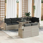 Gartensofa-set mit Speicher 9 pcs Hellgrau Poly-Rattan