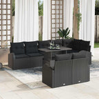 Gartensofa-set mit Speicher 9 pcs Schwarz Poly-Rattan