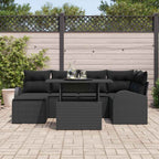 Garten-Sofa-Set mit Kissen 7 pcs Schwarz