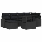 Garten-Sofa-Set mit Kissen 7 pcs Schwarz