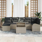 Gartensofa-set mit Speicher 8 pcs Hellgrau Poly-Rattan