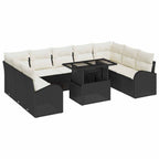 Gartensofa-set mit Kissen 10 pcs Schwarz und Creme Poly-Rattan