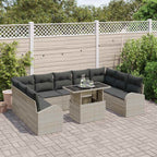 Gartensofa-set mit Kissen 10 pcs Hellgrau und Grau Poly-Rattan