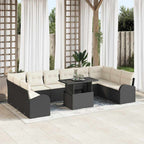 Garten-Sofa-Set mit Kissen 11 pcs Schwarz und Creme Poly-Rattan