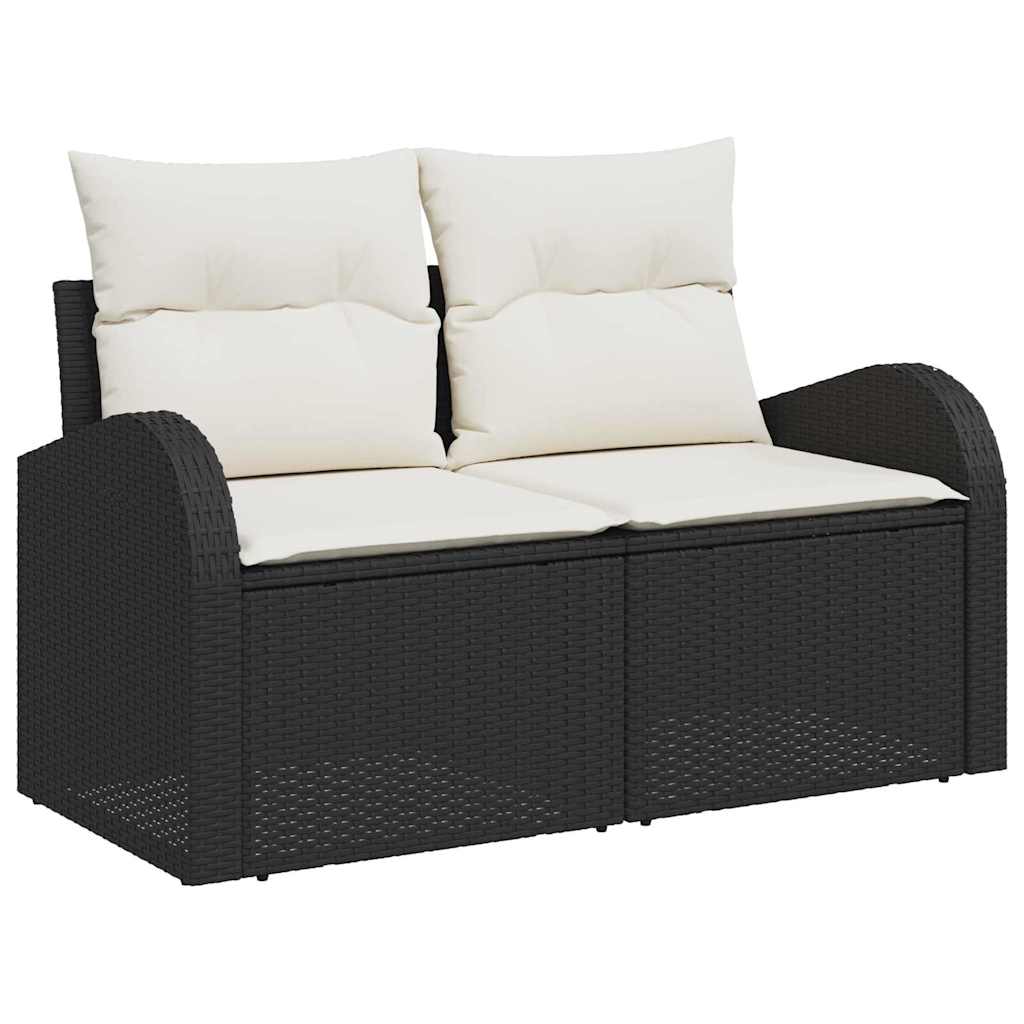 Garten-Sofa-Set mit Kissen 11 pcs Schwarz und Creme Poly-Rattan
