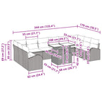 Gartensofa-set mit Speicher mit Kissen 11 pcs Braun Poly-Rattan