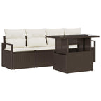 Gartensofa-set mit Speicher mit Kissen 5 pcs Braun Poly-Rattan