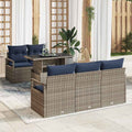 Gartensofa-set mit Speicher mit Kissen 6 pcs Grau Poly-Rattan