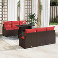Gartensofa-set mit Speicher 7 pcs Braun und Rot Poly-Rattan