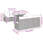 Gartensofa-set mit Speicher 7 pcs Braun und Rot Poly-Rattan