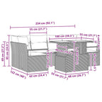 Gartensofa-set mit Speicher mit Kissen 7 pcs Beige Poly-Rattan