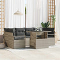 Gartensofa-set mit Speicher 7 pcs Hellgrau Poly-Rattan