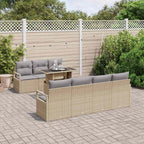 Garten-Sofa-Set mit Kissen 8 pcs Beige und Hellgrau Poly-Rattan