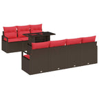 Gartensofa-set mit Speicher 8 pcs Braun und Rot Poly-Rattan
