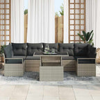 Garten-Sofa-Set mit Kissen 8 pcs Hellgrau Poly-Rattan