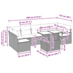 Garten-Sofa-Set mit Kissen 8 pcs Braun und Rot Poly-Rattan